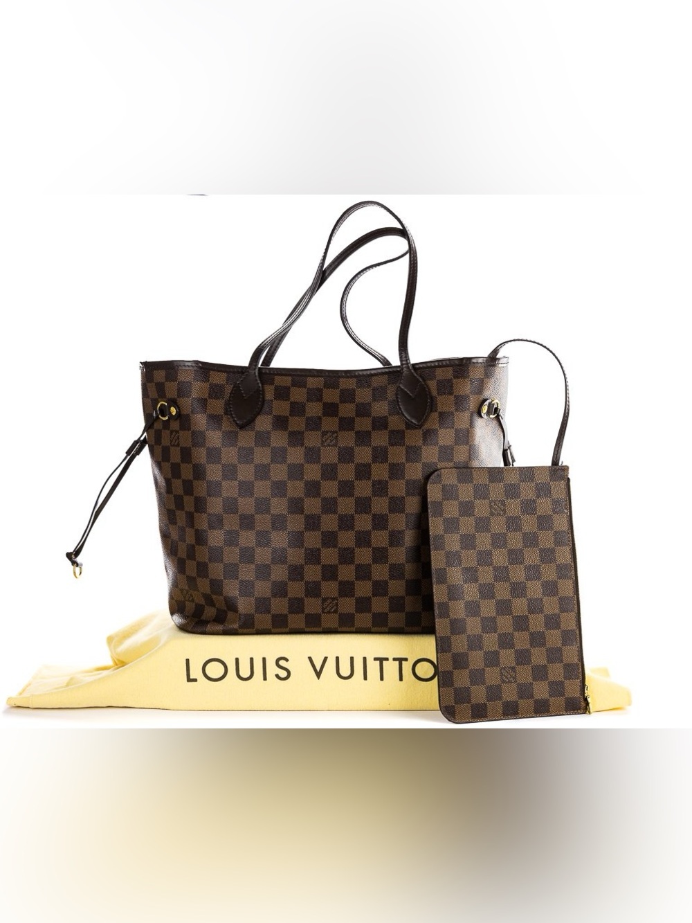 🆕 👜✨Neverfull MM Damier Ebene Tote Bag + Pochette + Strap ✨👜